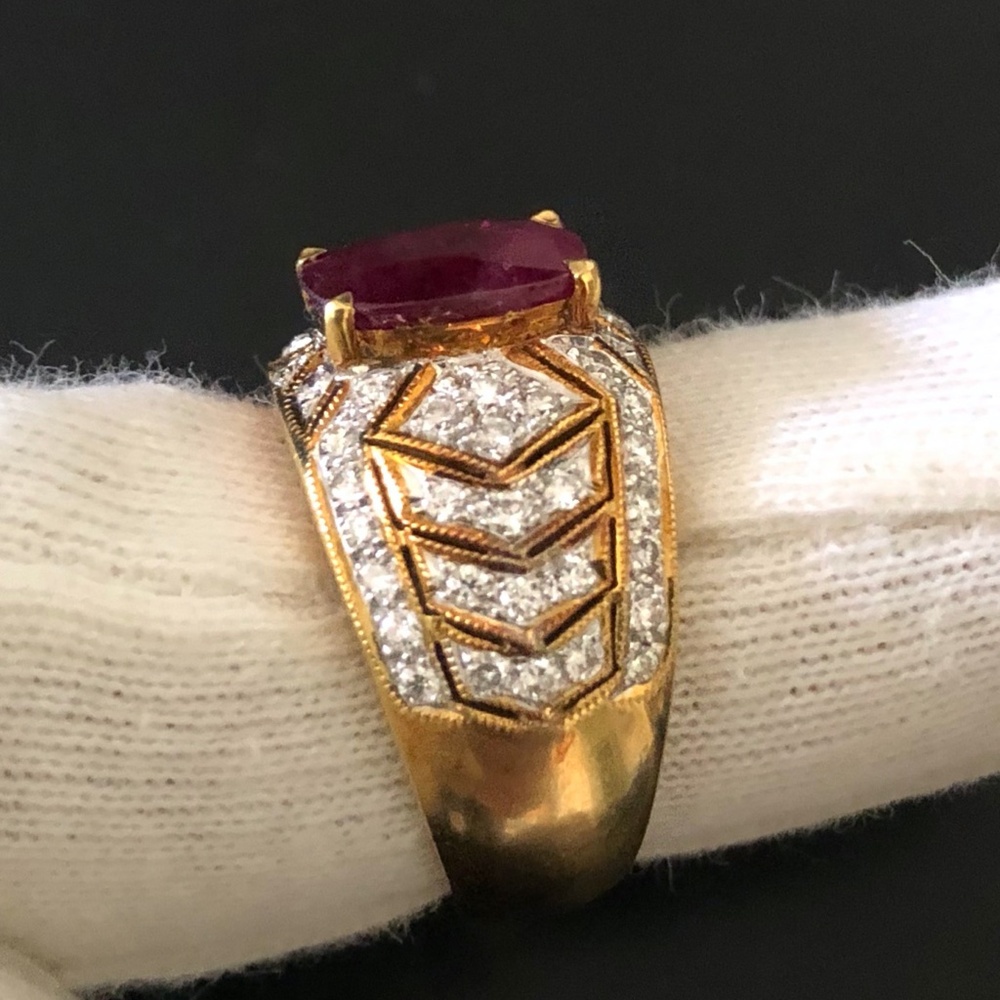 Ruby Ring With Encrusted Diamonds - image 6